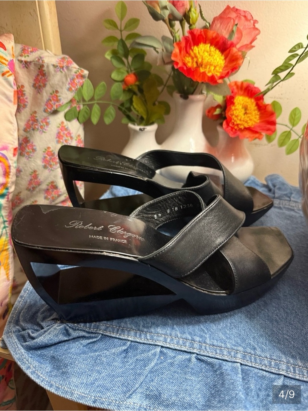 Robert Clergerie UNIQUE Black Leather Crisscross Mules